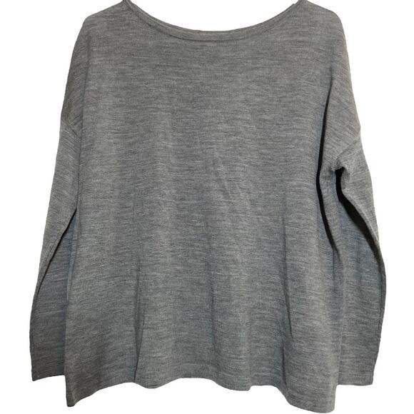 J.Jill Merino Wool Sweater 100% Wool Boat Neck Long Sleeve Gray Petite Large - Picture 1 of 5